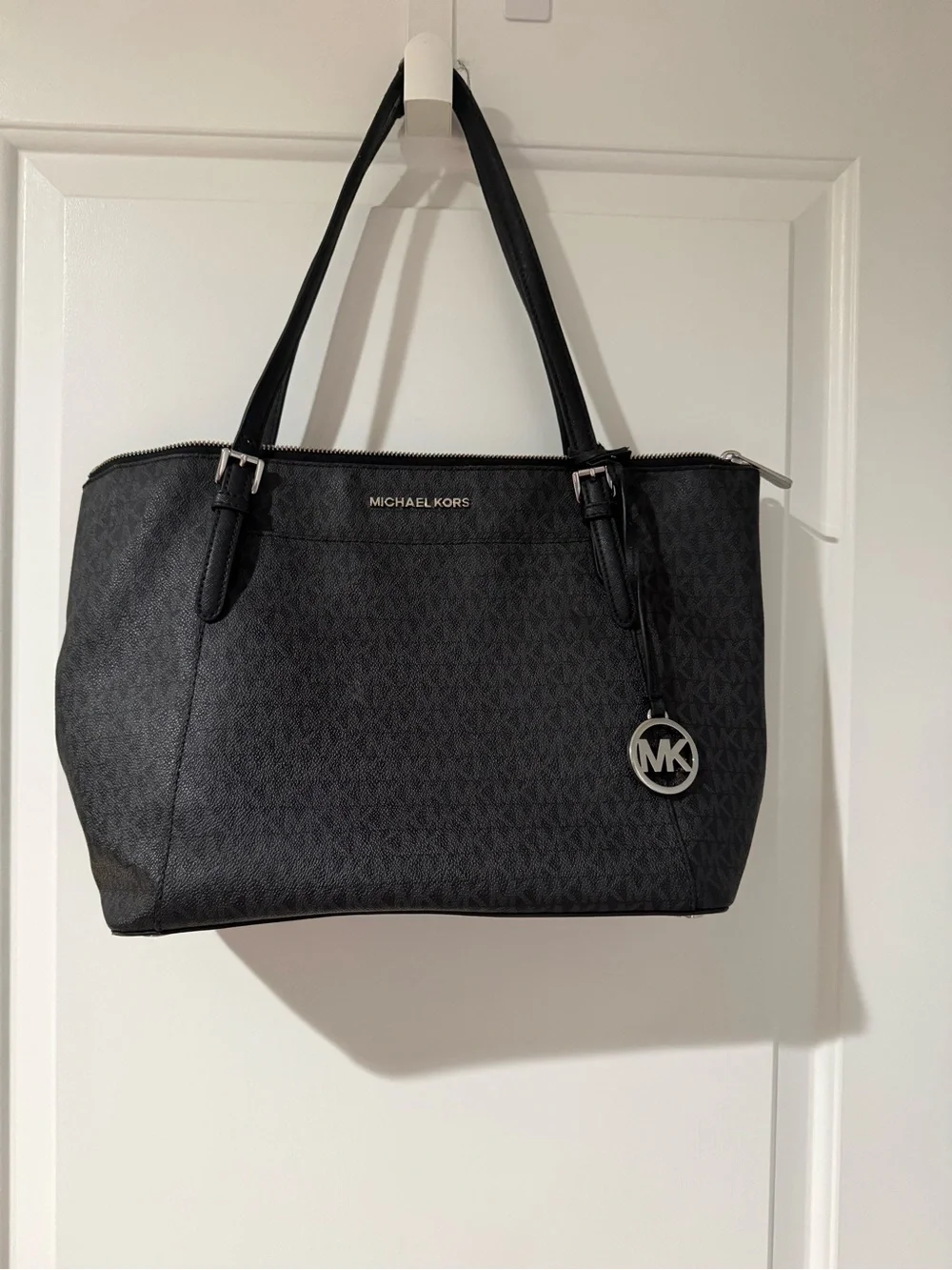 Michael Kors Black MK Logo Shoulder Tote